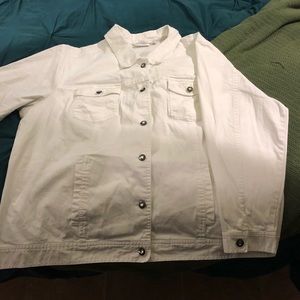 Denim and Co all white jacket with jeweled buttons